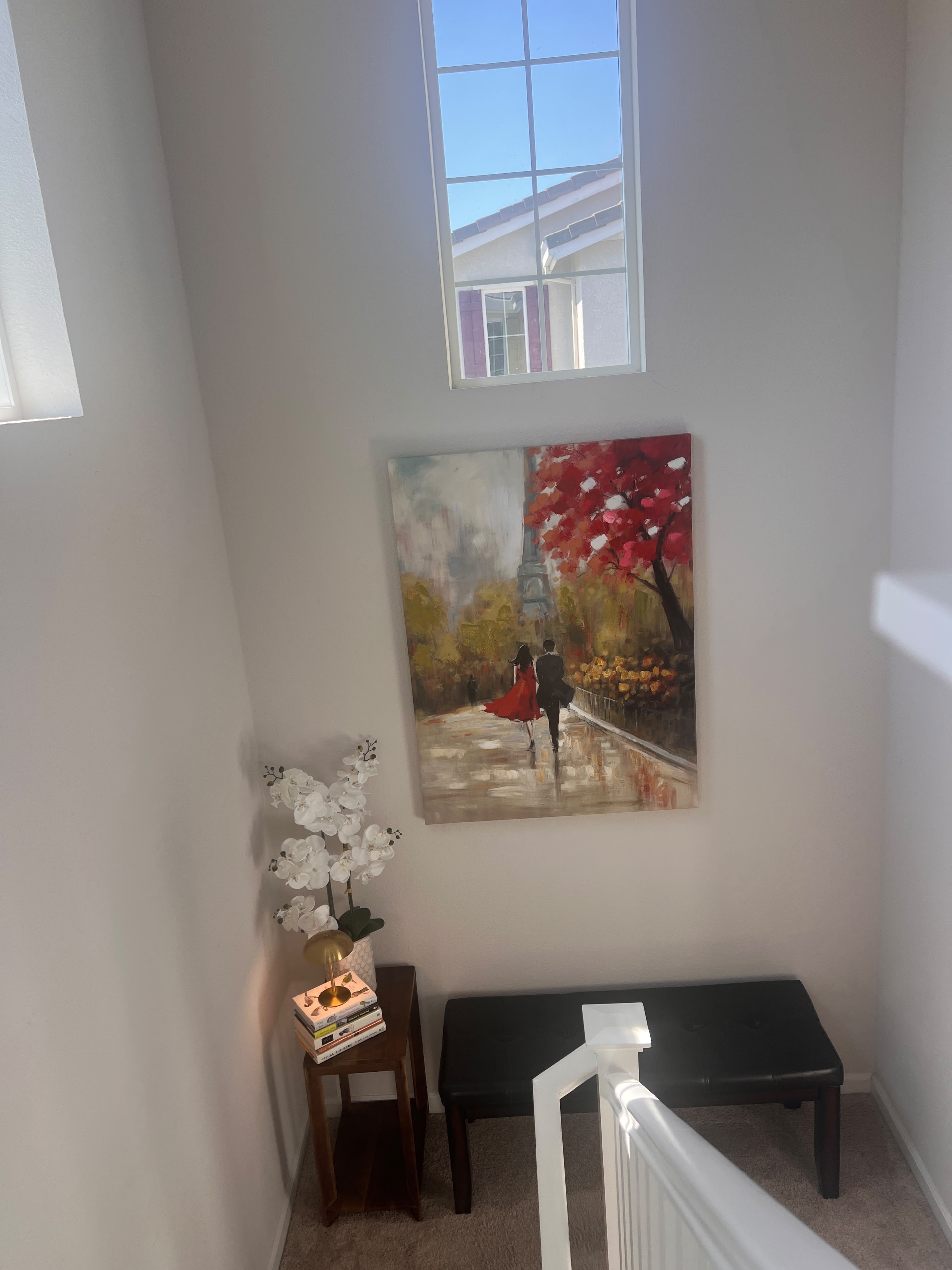 Minimalist room with romantic street painting